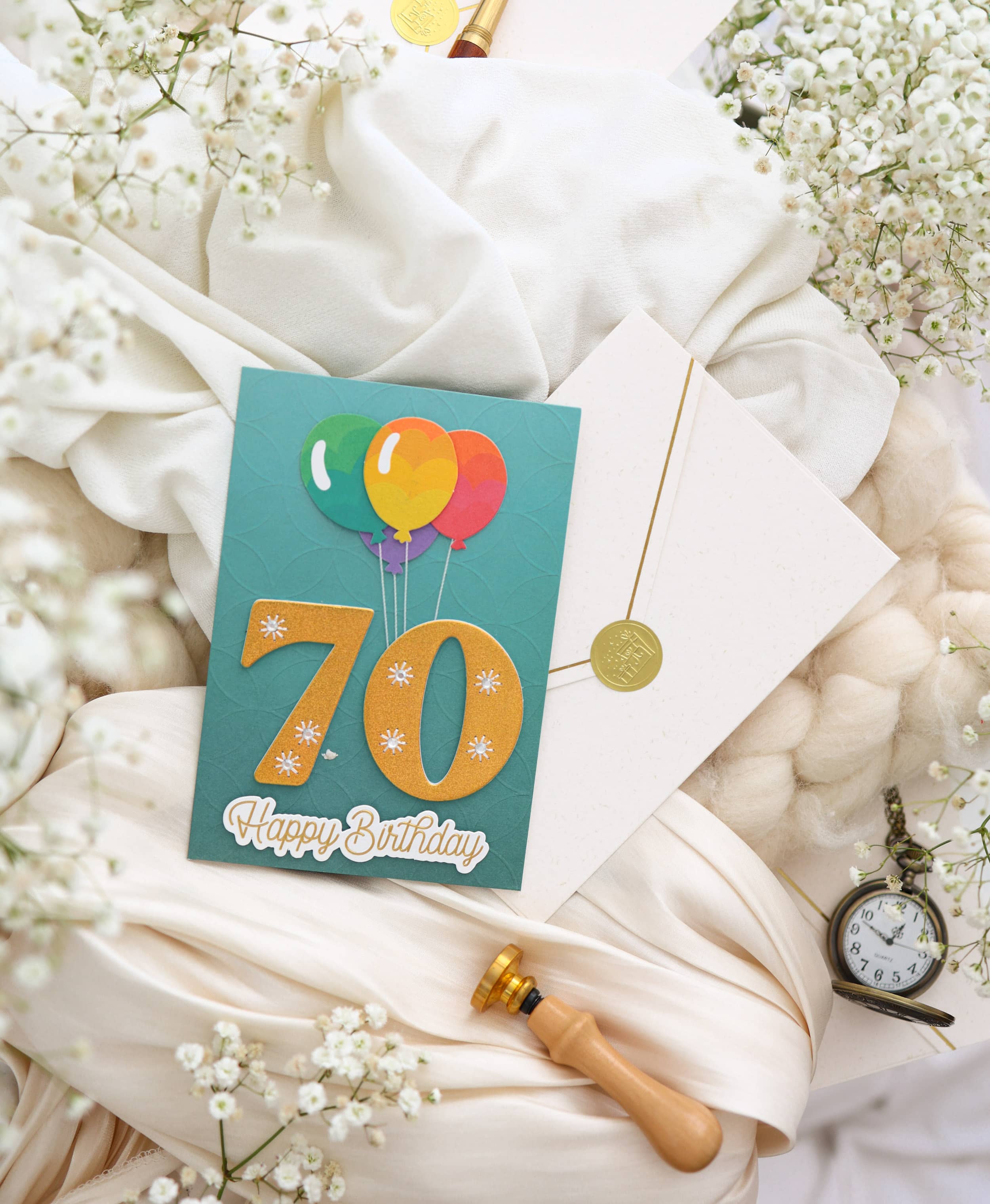 Karte Geburtstag Signature 70 mit Kuvert und Siegel JoliCoon