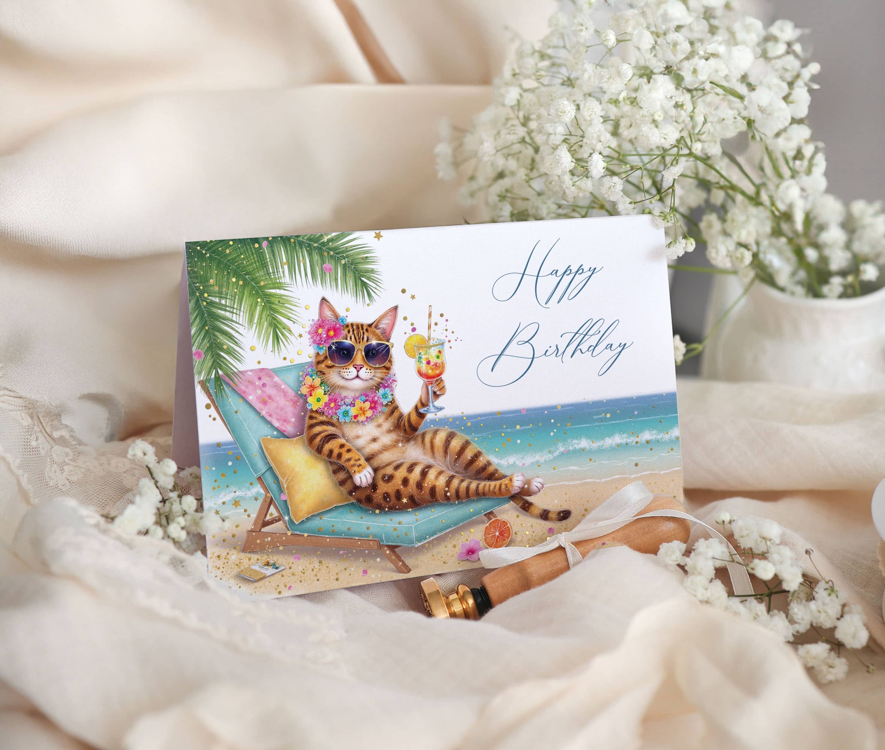 Geburtstagskarte Stardust mit Kuvert und Siegel JoliCoon