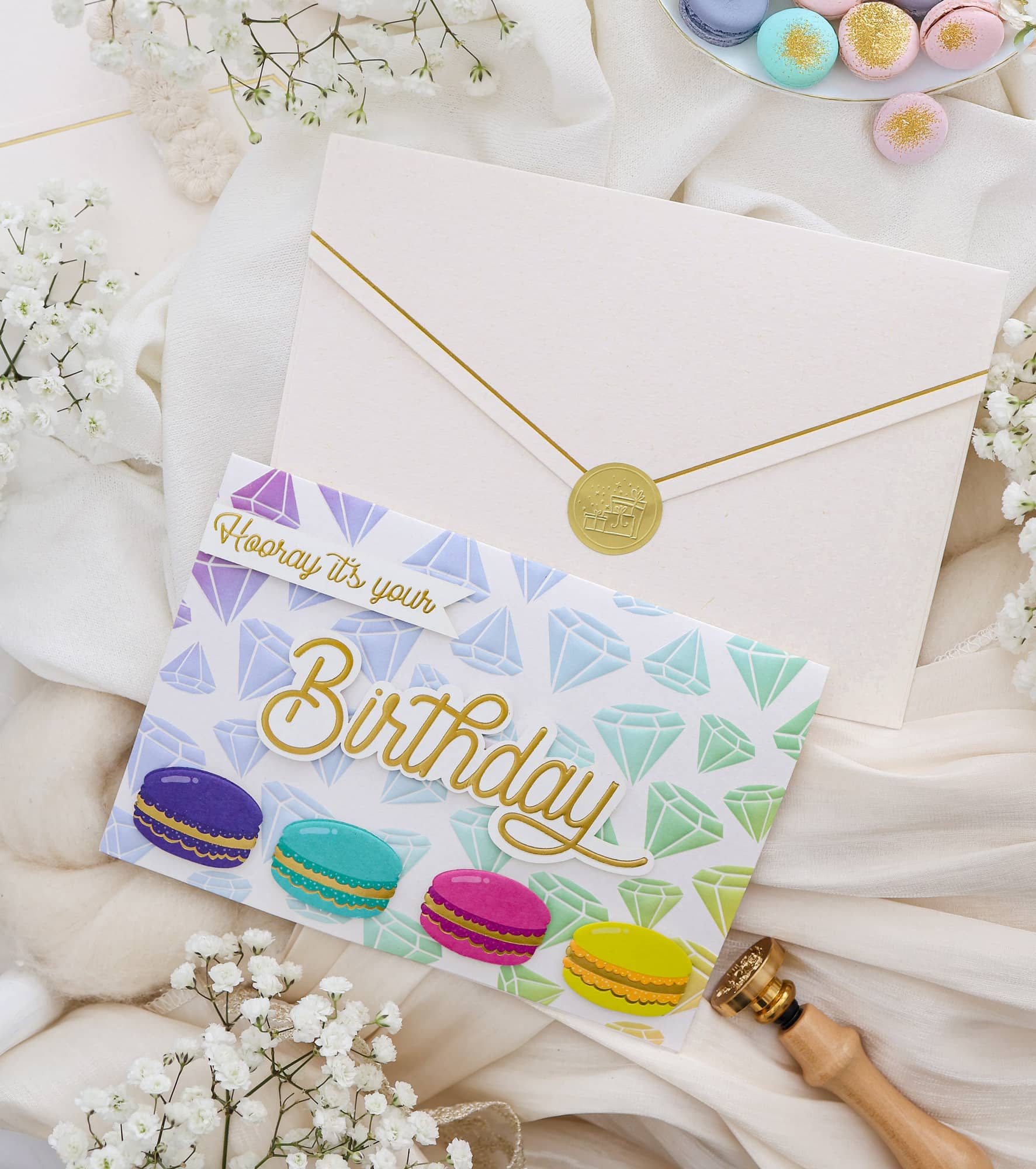 Karte Geburtstag Signature Hooray it's your birthday mit Kuvert und Siegel JoliCoon