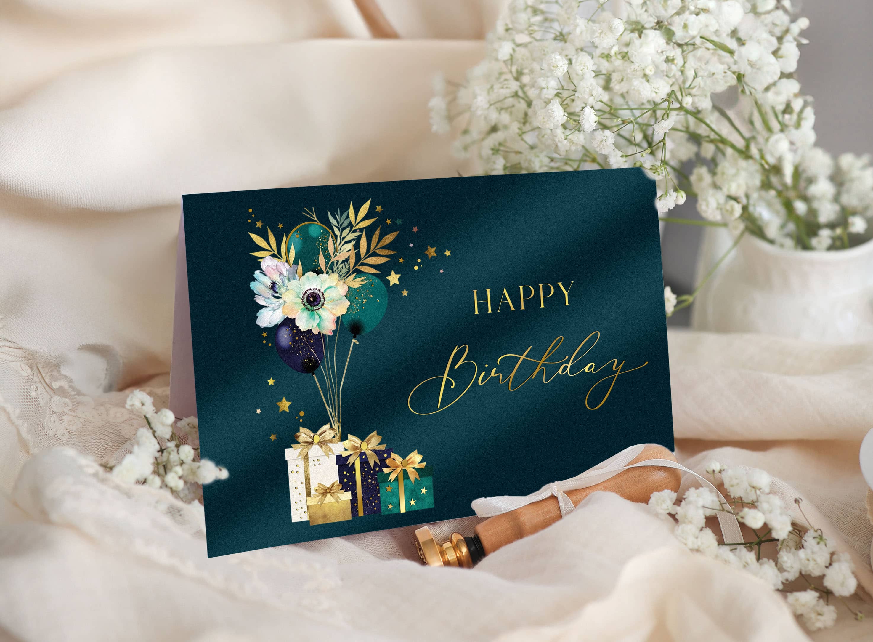 Karte Geburtstag Elegant mit Kuvert und Siegel JoliCoon