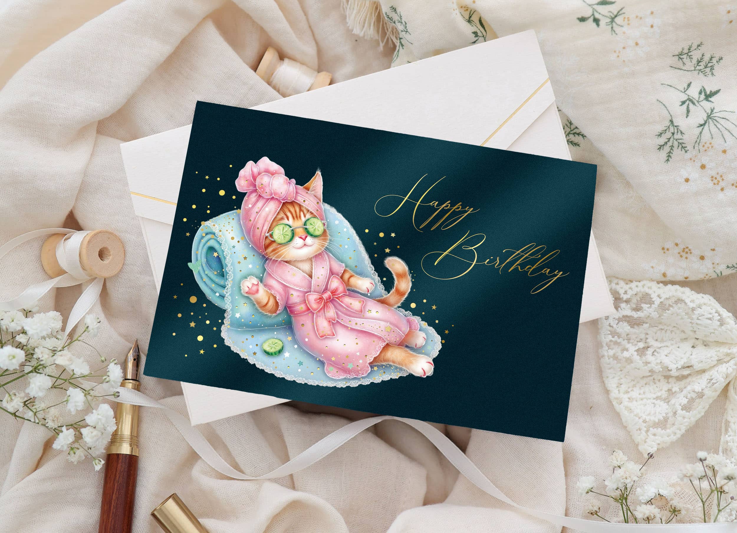 Geburtstagskarte Stardust mit Kuvert und Siegel JoliCoon