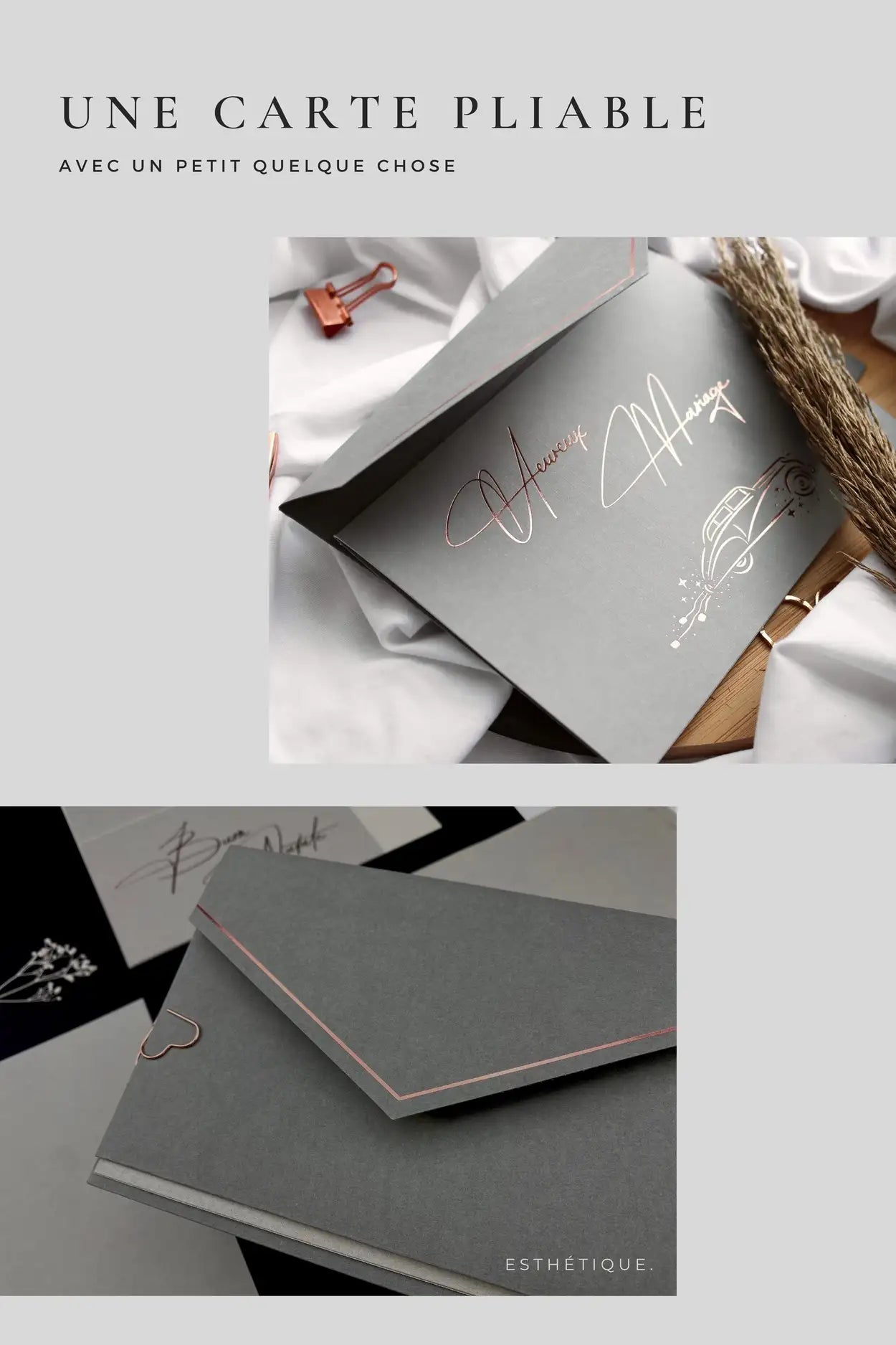 Heureux Mariage - Carte de mariage GREY