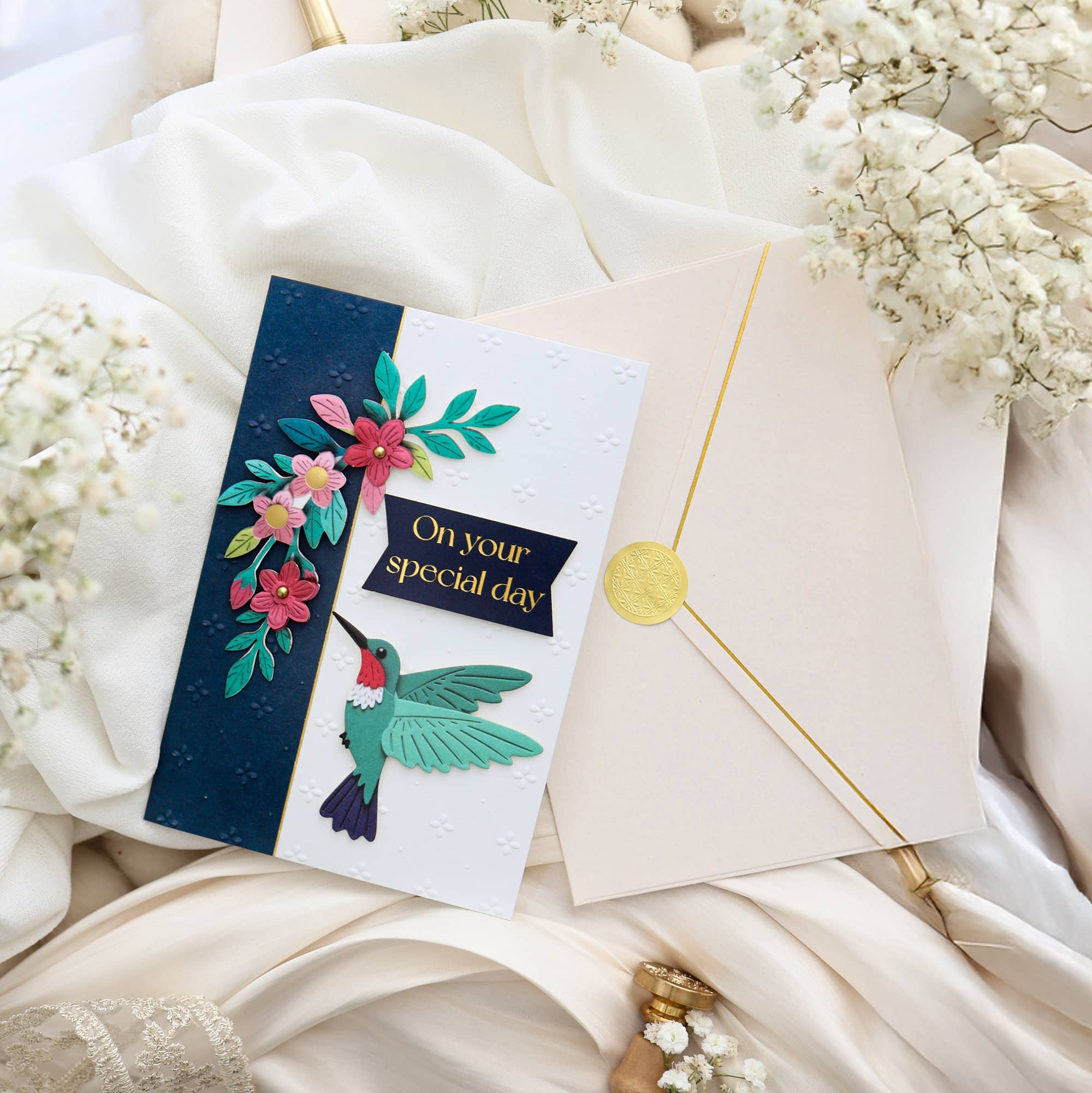 Karte Geburtstag Signature Kolibri mit Kuvert und Siegel JoliCoon