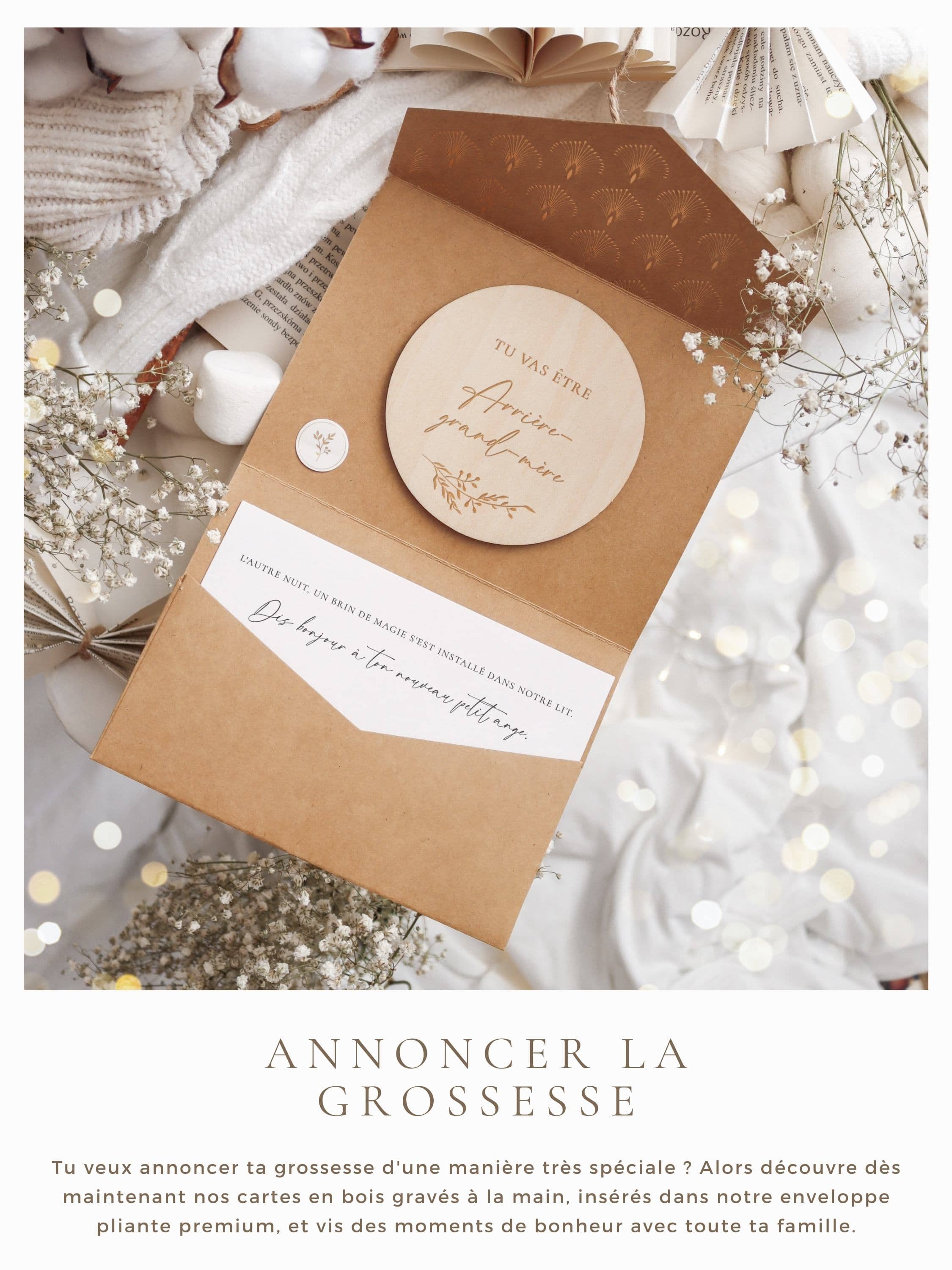 Publicité la grossesse - Cartes en bois