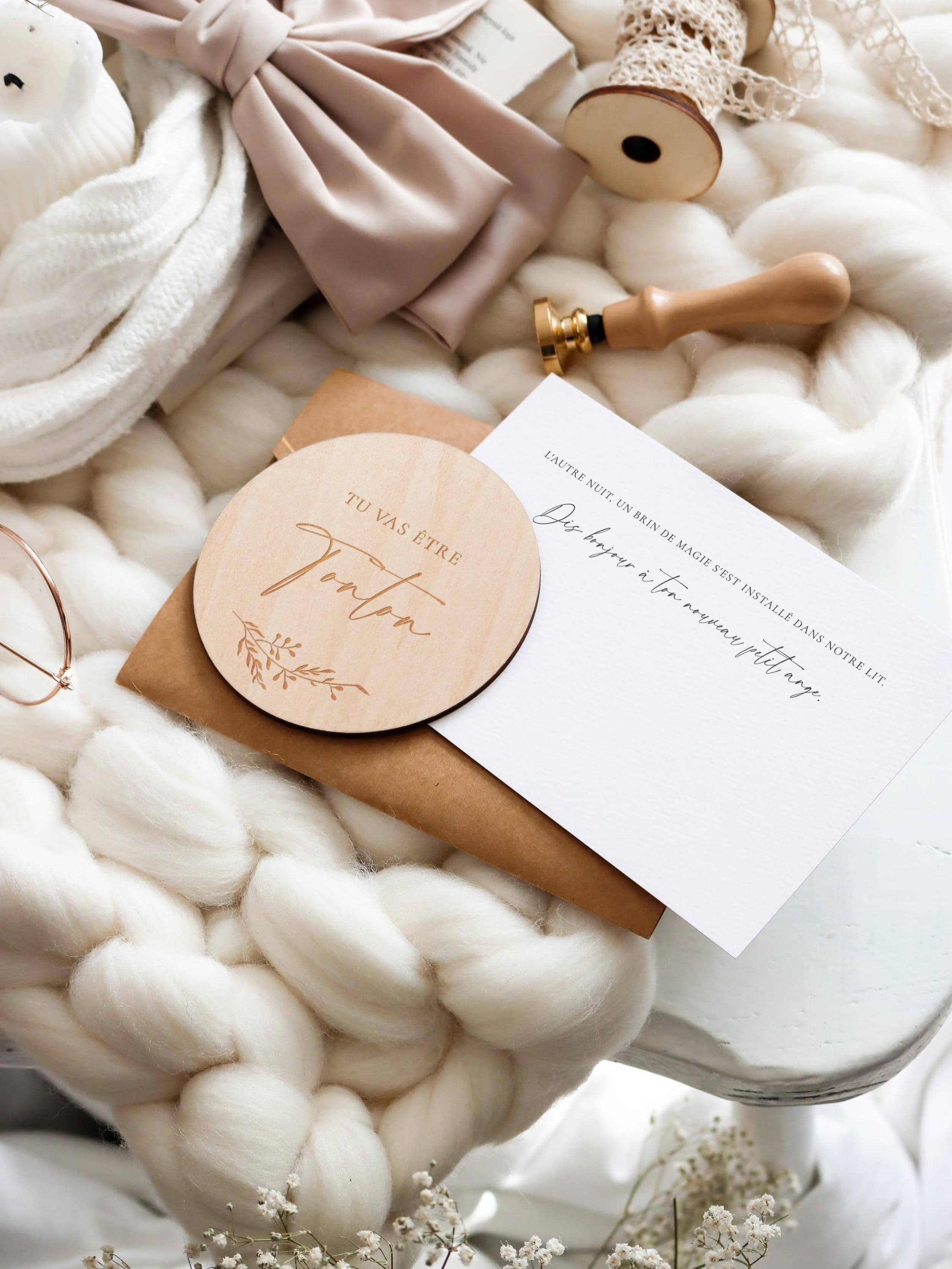 Publicité la grossesse - Cartes en bois