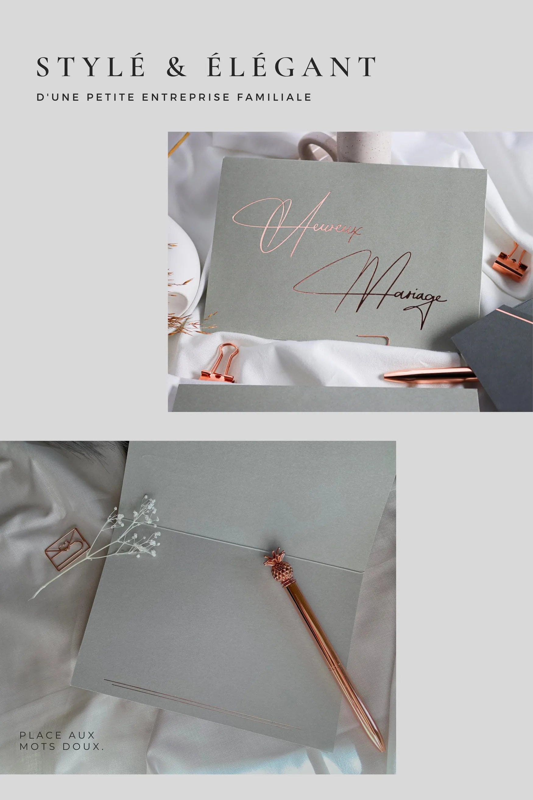 Heureux Mariage - Carte de mariage GREY