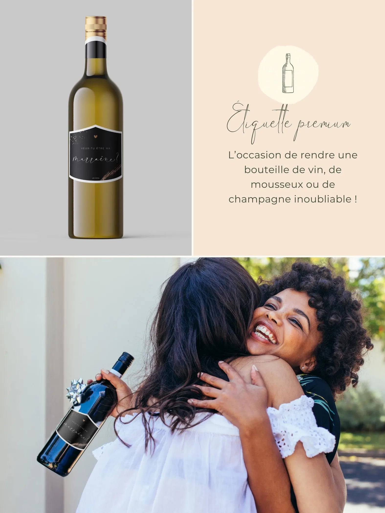 Veux-tu être ma marraine Étiquette Bouteille