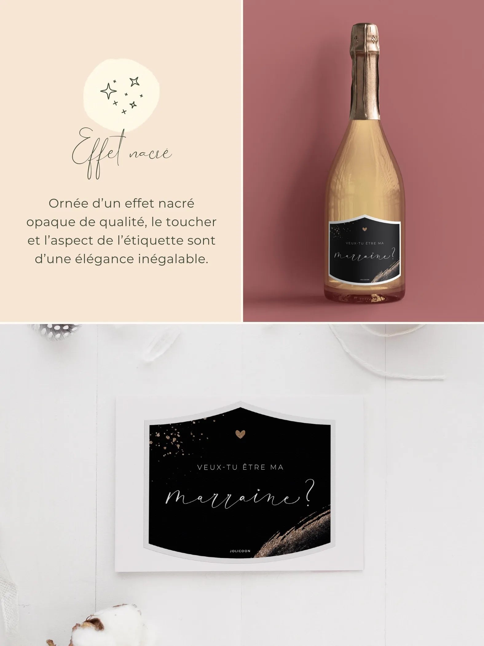 Veux-tu être ma marraine Étiquette Bouteille