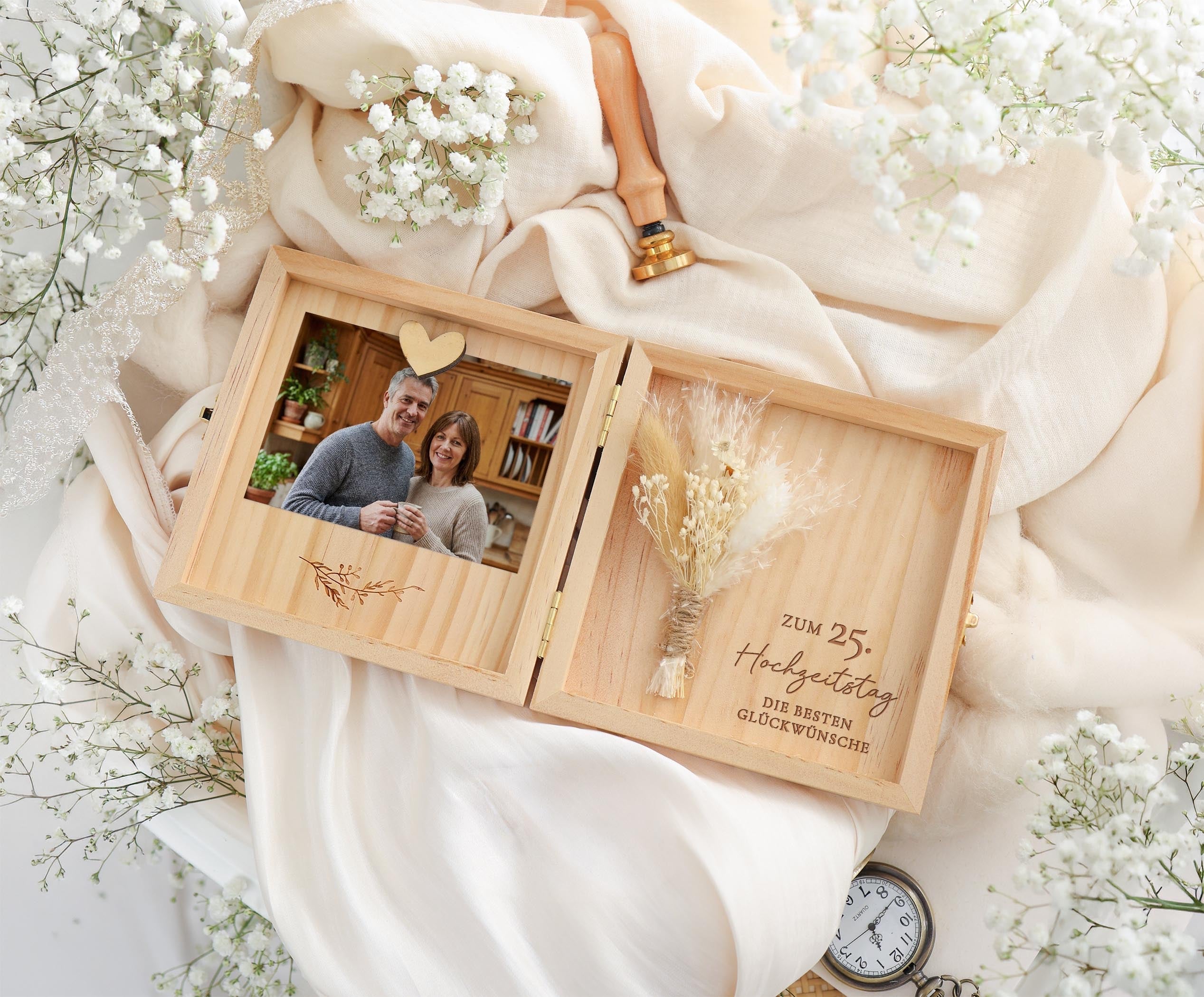 Silberne Hochzeit Geschenk Holzbox