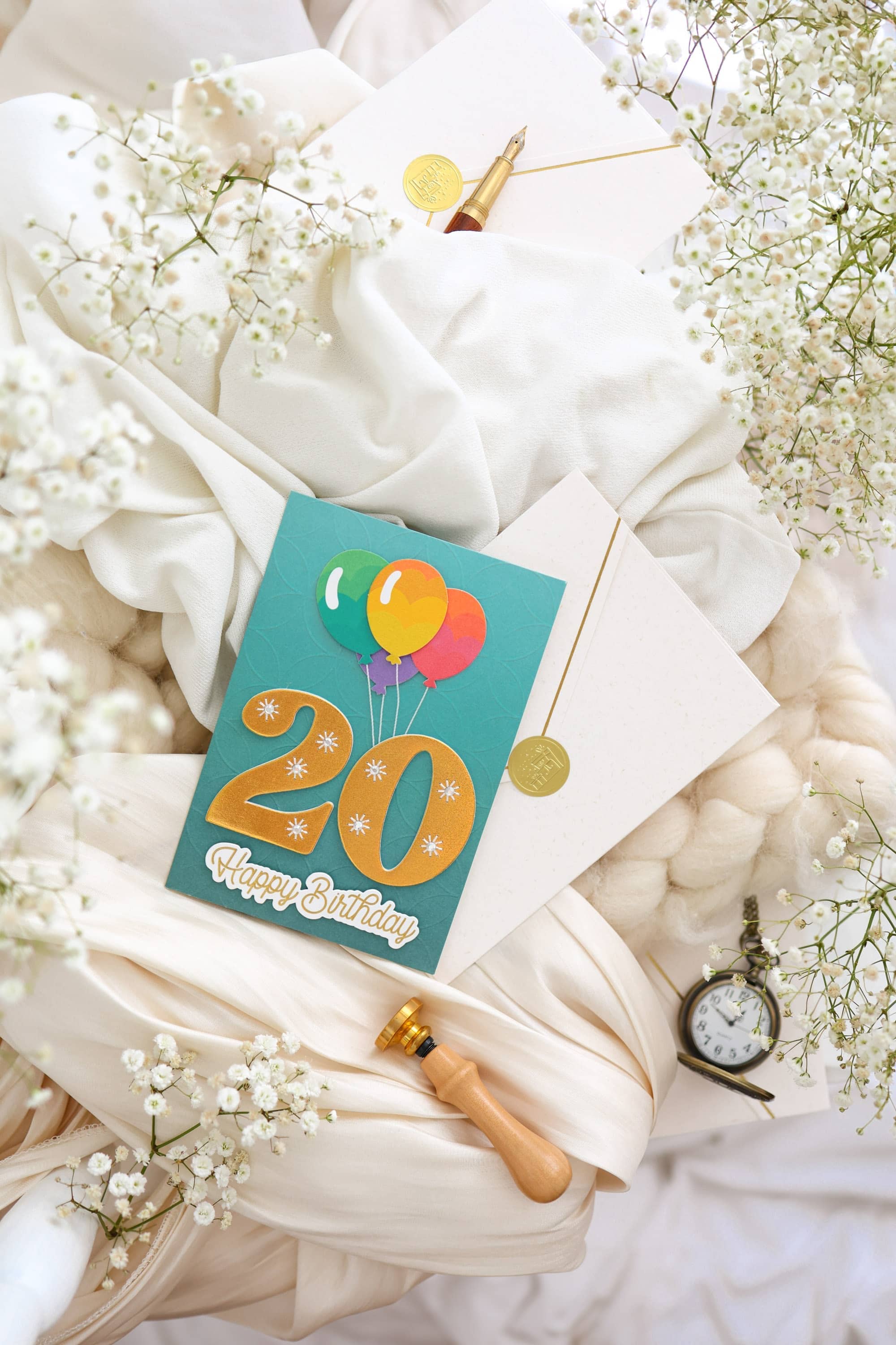 Karte Geburtstag Signature 20 mit Kuvert und Siegel JoliCoon 