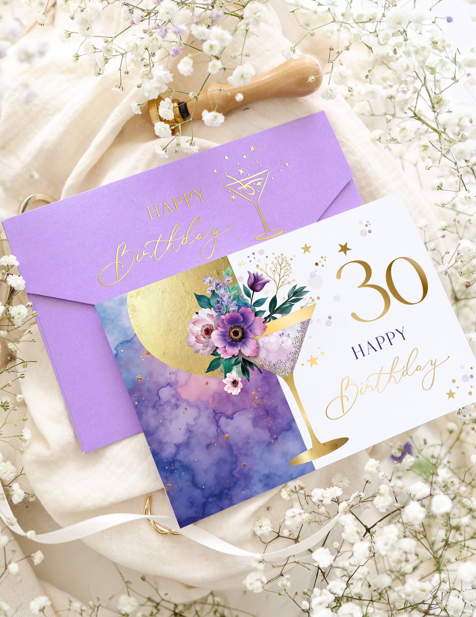30 Geburtstagskarte Frau Geschenk mit Kuvert und Siegel JoliCoon