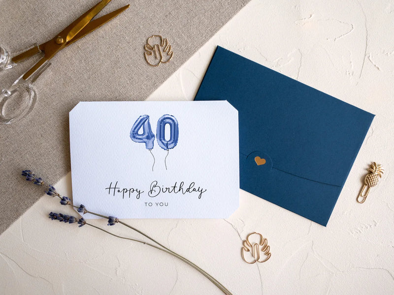 40 Carte anniversaire pliable bleu