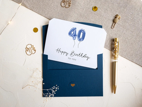 40 Carte anniversaire pliable bleu