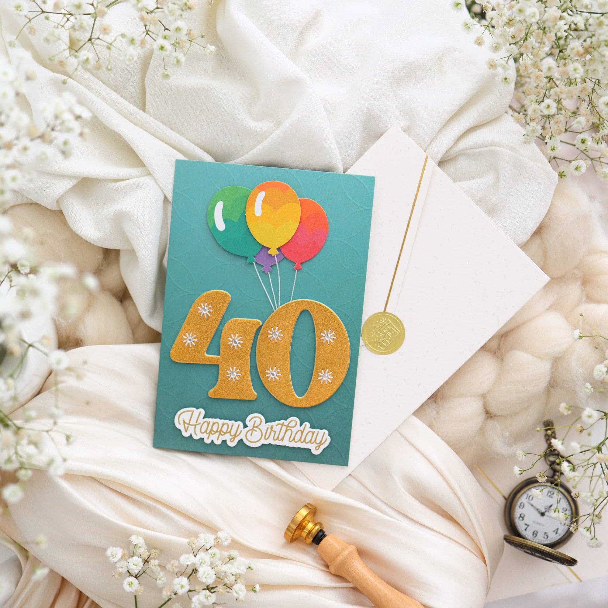 Karte Geburtstag Signature 40 mit Kuvert und Siegel JoliCoon