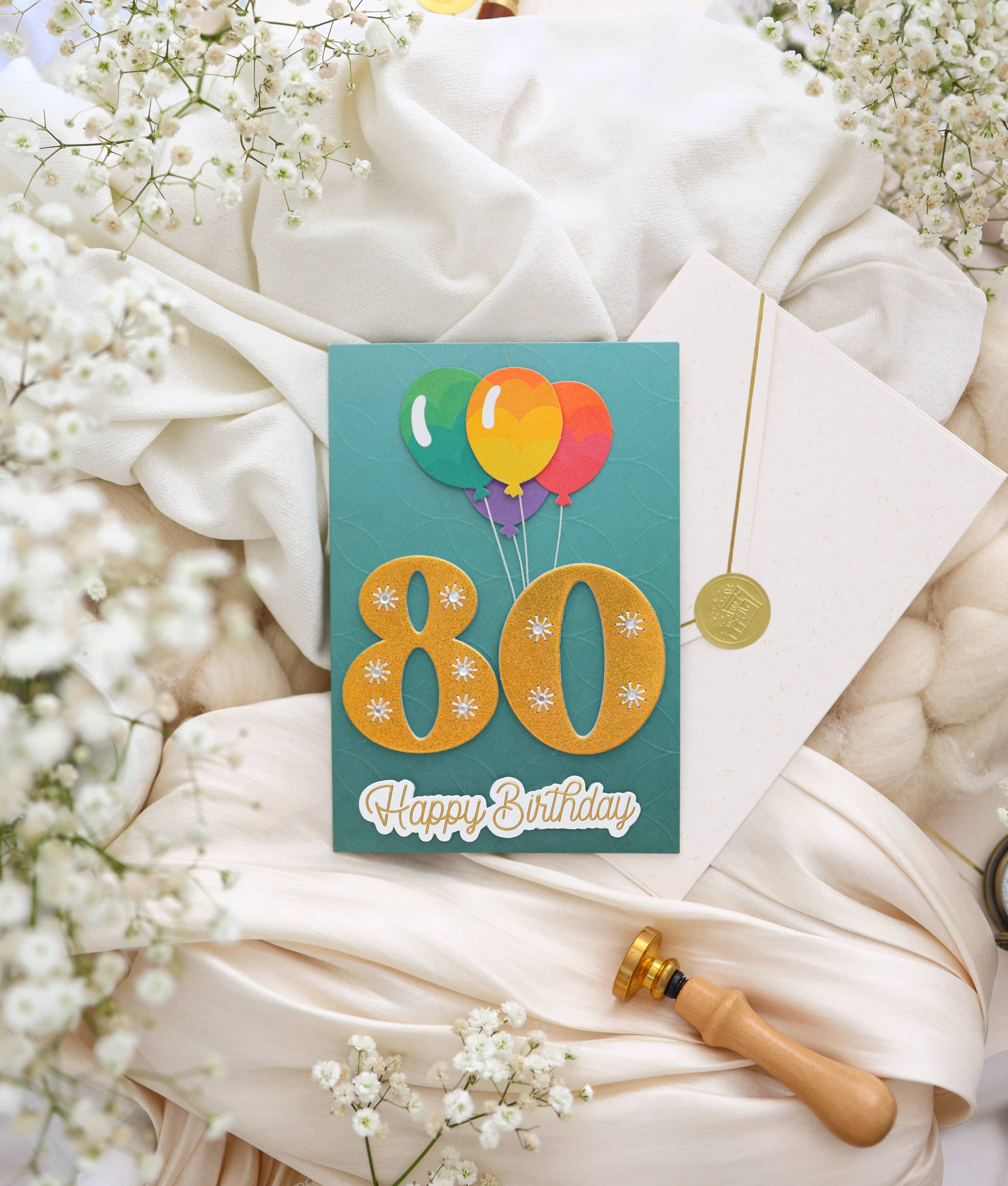 Karte Geburtstag Signature 80 mit Kuvert und Siegel JoliCoon