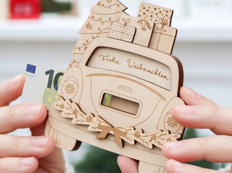 Geldgeschenk Weihnachten Frohe Weihnachten aus Holz von JoliCoon