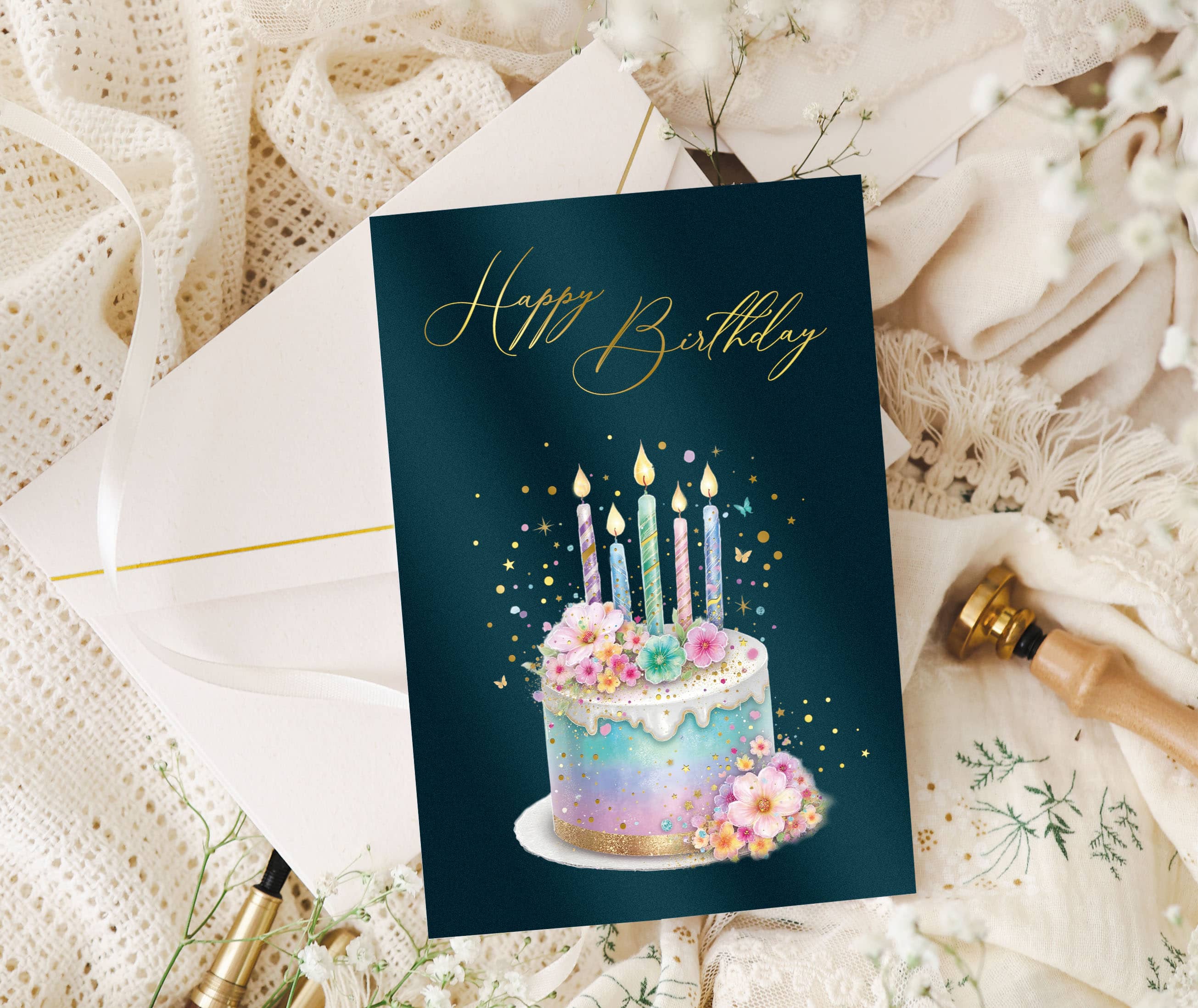 Karte Geburtstag Stardust  mit Kuvert und Siegel JoliCoon  