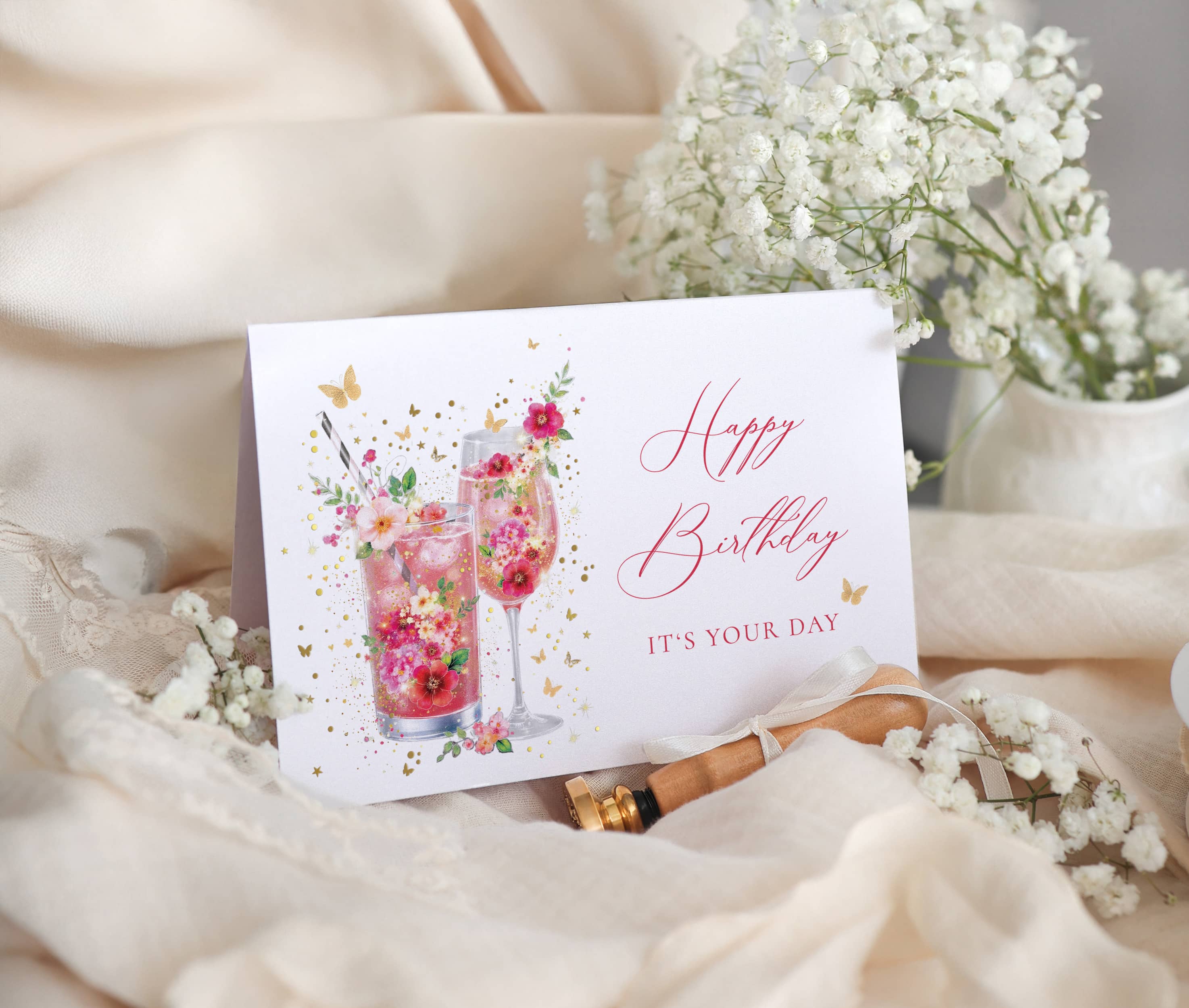 Karte Geburtstag Stardust mit Kuvert und Siegel JoliCoon   