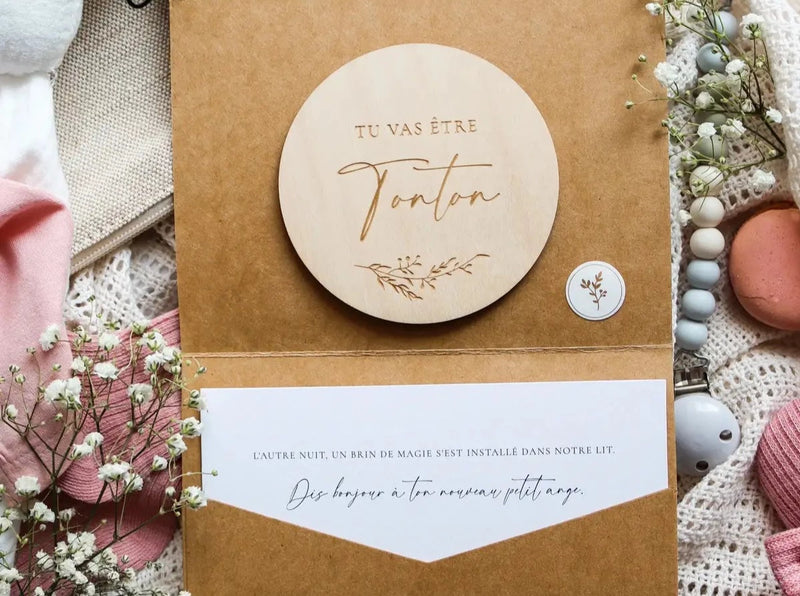 Tu vas être tonton - cartes en bois