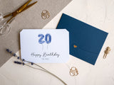 20 Carte anniversaire pliable bleu