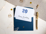 20 Carte anniversaire pliable bleu