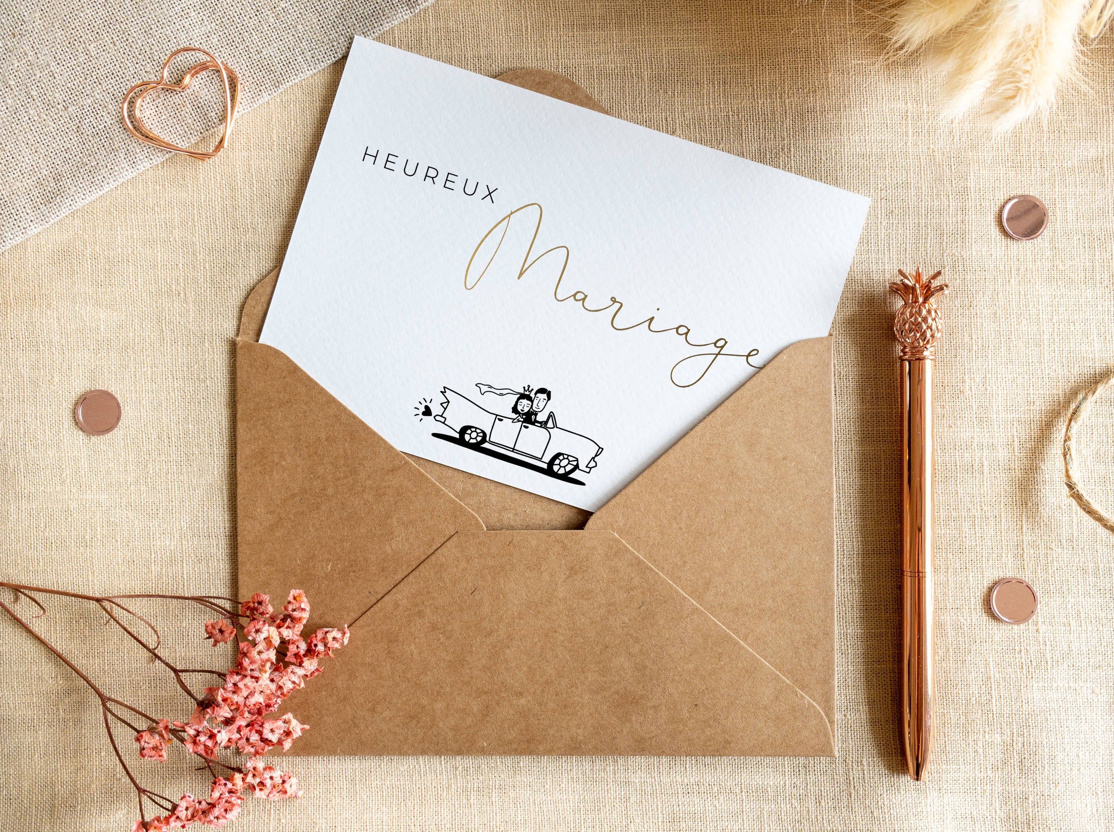 Heureux Mariage - Carte de mariage - JoliCoon