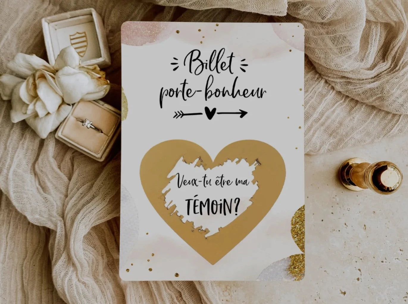 Veux-tu être mon témoin Carte à gratter Glamour d'or