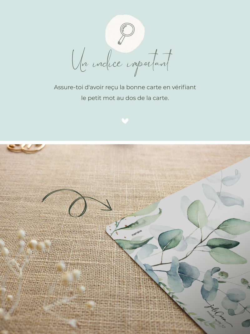 Veux-tu être ma marraine Carte à gratter eucalyptus