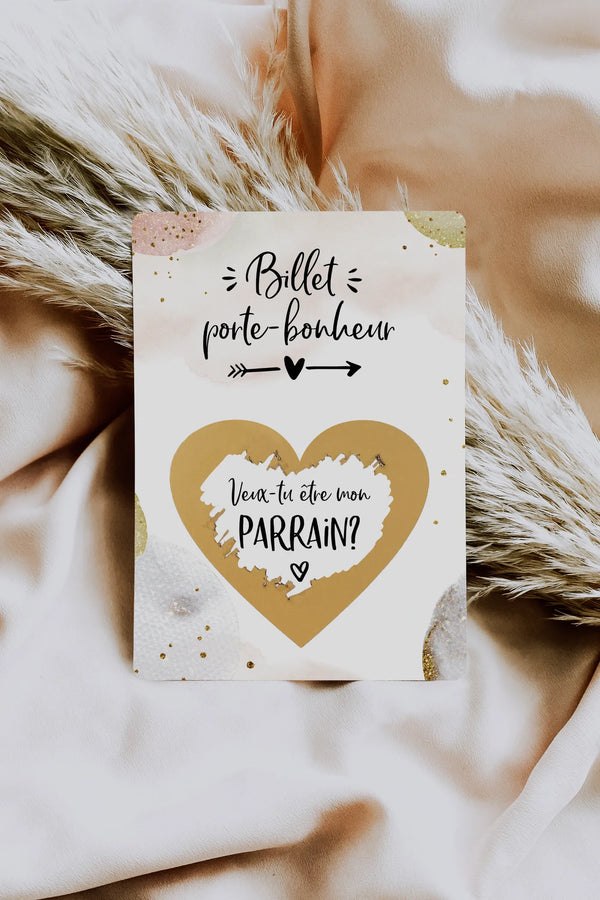 Veux-tu être mon parrain Carte à gratter Glamour d'or