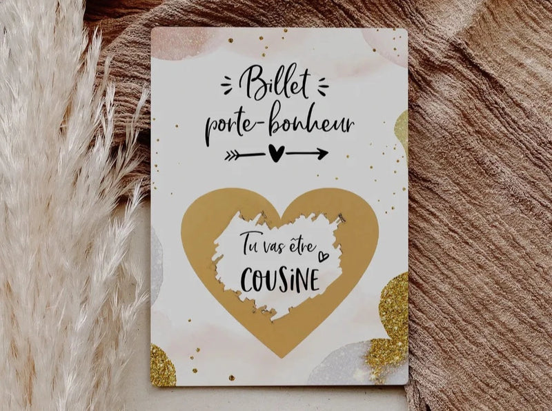 Tu vas être cousine Carte à gratter Glamour d'or